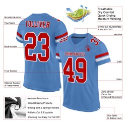 Custom Light Blue Red-White Mesh Authentic Football Jersey Custom Light Blue Red-White Mesh Authentic Football Jersey